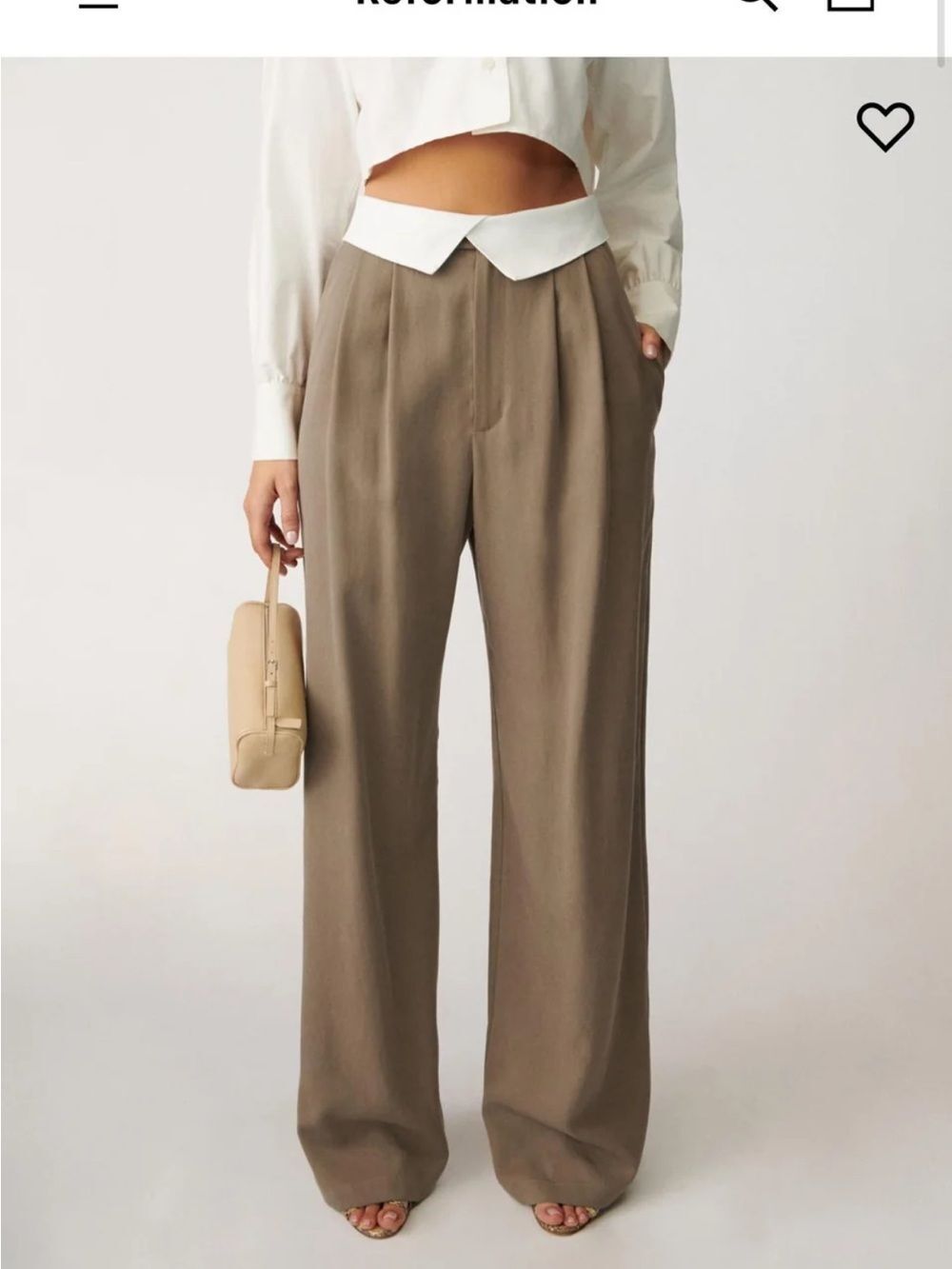 NEW Reformation Stevie Wide-Leg Pants in Taupe 0 NWT